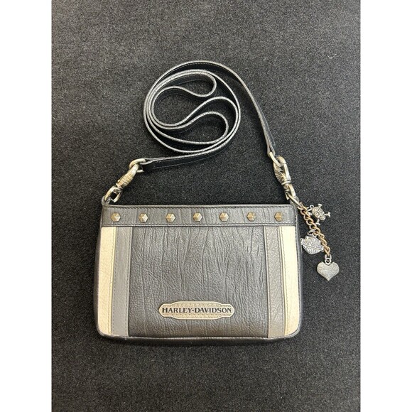 Harley Davidson Leather Crossbody/Hip Bag Color Block  Black Studded  H1 - Picture 1 of 16